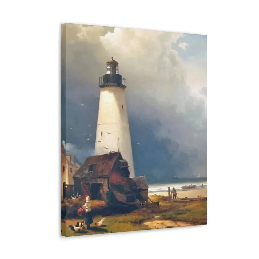 Edward Moran (1829-1901) Sandy Hook Lighthouse 1876 - Canvas Wall Art - The Sticker Space