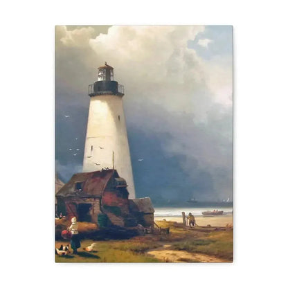 Edward Moran (1829-1901) Sandy Hook Lighthouse 1876 - Canvas Wall Art - The Sticker Space