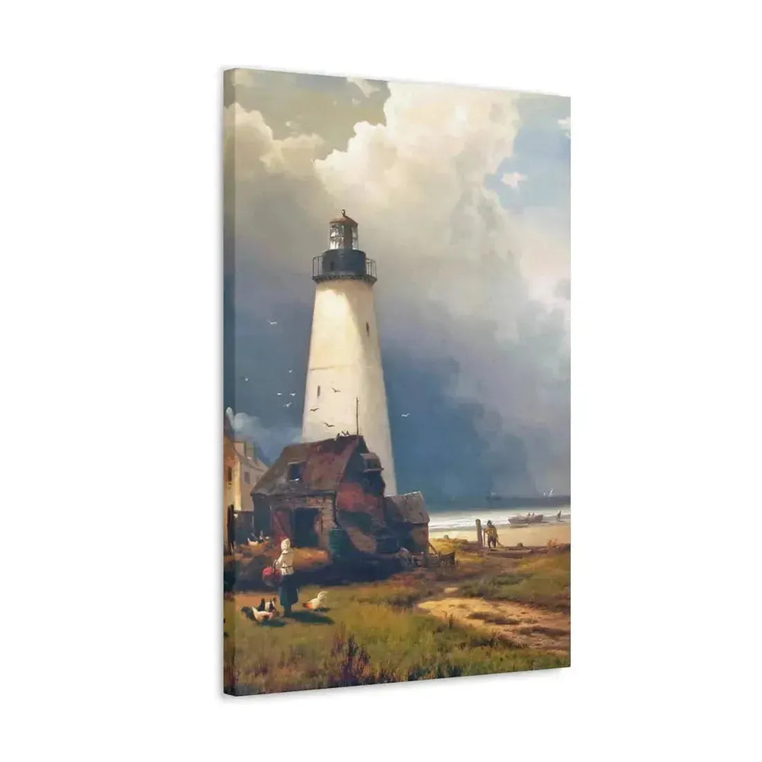 Edward Moran (1829-1901) Sandy Hook Lighthouse 1876 - Canvas Wall Art - The Sticker Space