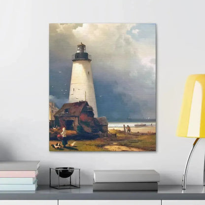 Edward Moran (1829-1901) Sandy Hook Lighthouse 1876 - Canvas Wall Art - The Sticker Space