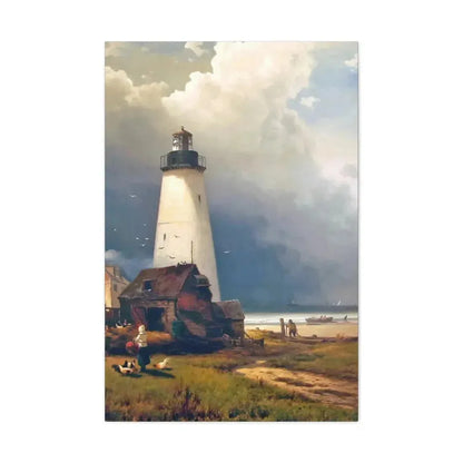 Edward Moran (1829-1901) Sandy Hook Lighthouse 1876 - Canvas Wall Art - The Sticker Space