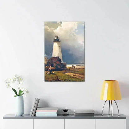 Edward Moran (1829-1901) Sandy Hook Lighthouse 1876 - Canvas Wall Art - The Sticker Space