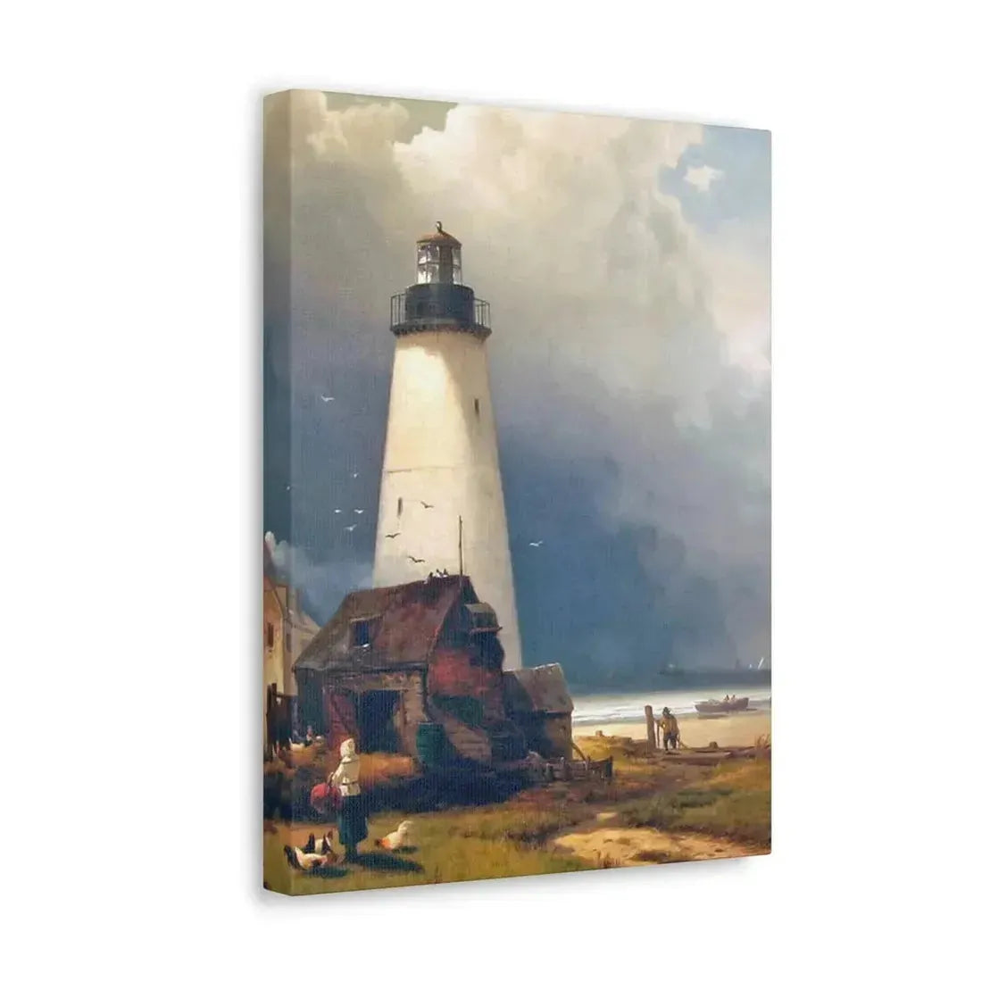 Edward Moran (1829-1901) Sandy Hook Lighthouse 1876 - Canvas Wall Art - The Sticker Space
