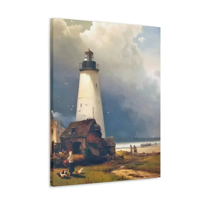 Edward Moran (1829-1901) Sandy Hook Lighthouse 1876 - Canvas Wall Art - The Sticker Space