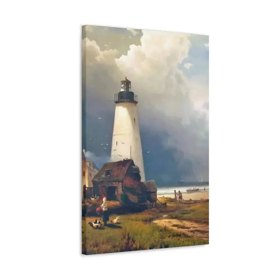 Edward Moran (1829-1901) Sandy Hook Lighthouse 1876 - Canvas Wall Art - The Sticker Space