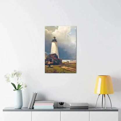 Edward Moran (1829-1901) Sandy Hook Lighthouse 1876 - Canvas Wall Art - The Sticker Space
