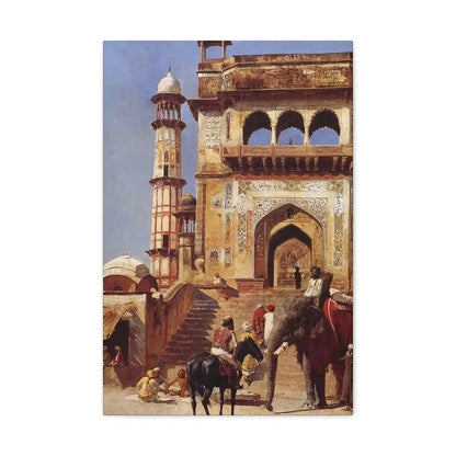 Edwin Lord Weeks (1849-1903) Before A Mosque 1883 - Canvas Wall Art 16″ x 24″ 1.25" - The Sticker Space