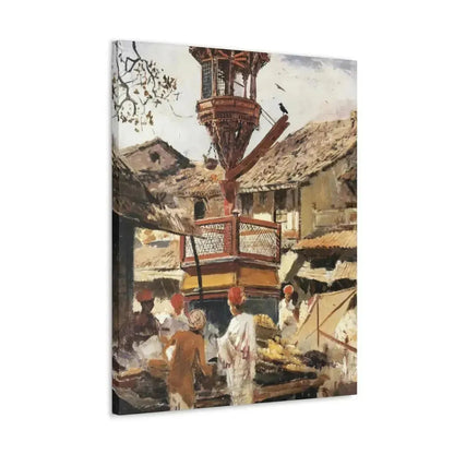 Edwin Lord Weeks (1849-1903) Birdhouse and Market - Ahmedabad, India - c1887-1892 - Canvas Wall Art - The Sticker Space