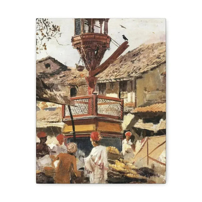 Edwin Lord Weeks (1849-1903) Birdhouse and Market - Ahmedabad, India - c1887-1892 - Canvas Wall Art - The Sticker Space