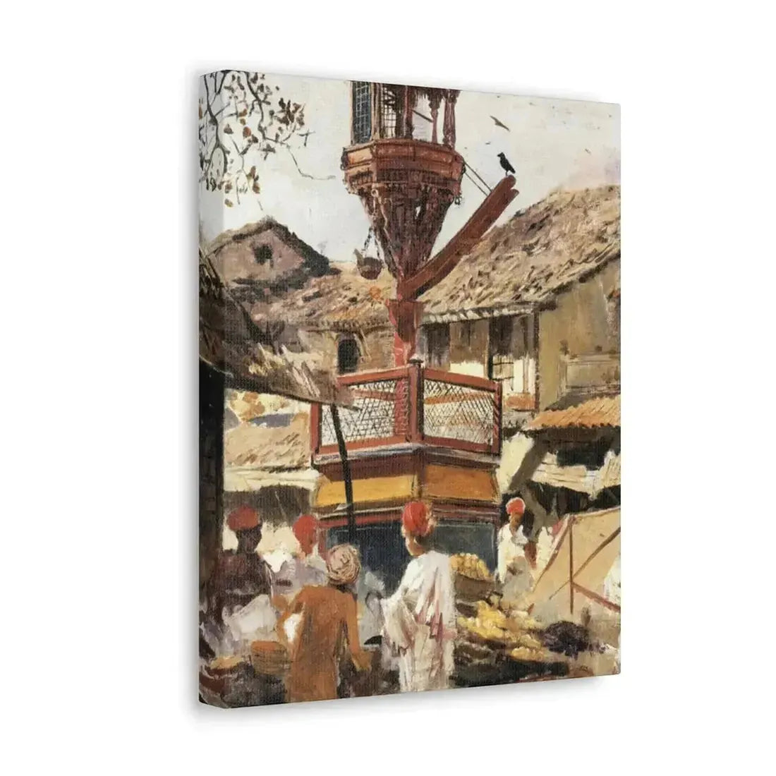 Edwin Lord Weeks (1849-1903) Birdhouse and Market - Ahmedabad, India - c1887-1892 - Canvas Wall Art - The Sticker Space