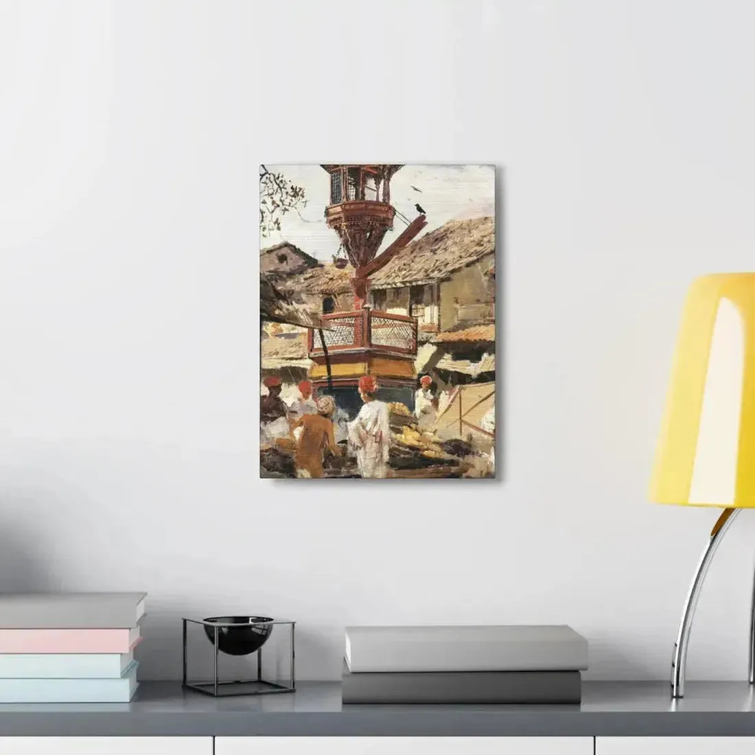 Edwin Lord Weeks (1849-1903) Birdhouse and Market - Ahmedabad, India - c1887-1892 - Canvas Wall Art - The Sticker Space