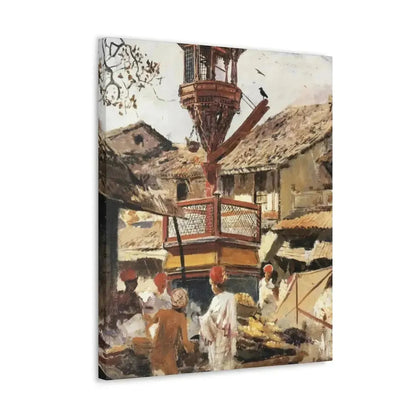 Edwin Lord Weeks (1849-1903) Birdhouse and Market - Ahmedabad, India - c1887-1892 - Canvas Wall Art - The Sticker Space