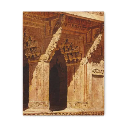 Edwin Lord Weeks (1849-1903) Curiously Wrought Red Sandstone Arches, Fort Agra, India c - Canvas Wall Art 11″ x 14″ 1.25" - The Sticker Space
