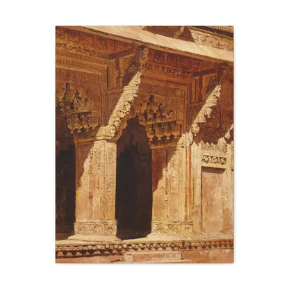 Edwin Lord Weeks (1849-1903) Curiously Wrought Red Sandstone Arches, Fort Agra, India c - Canvas Wall Art 18″ x 24″ 1.25" - The Sticker Space