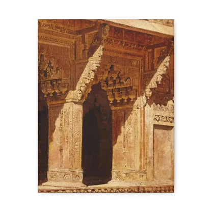 Edwin Lord Weeks (1849-1903) Curiously Wrought Red Sandstone Arches, Fort Agra, India c - Canvas Wall Art - The Sticker Space