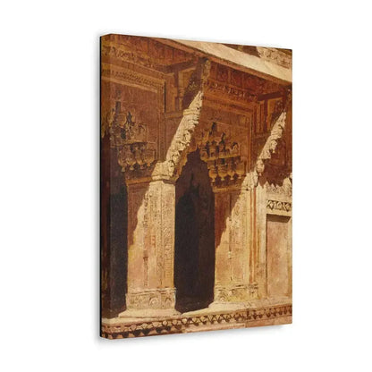 Edwin Lord Weeks (1849-1903) Curiously Wrought Red Sandstone Arches, Fort Agra, India c - Canvas Wall Art - The Sticker Space