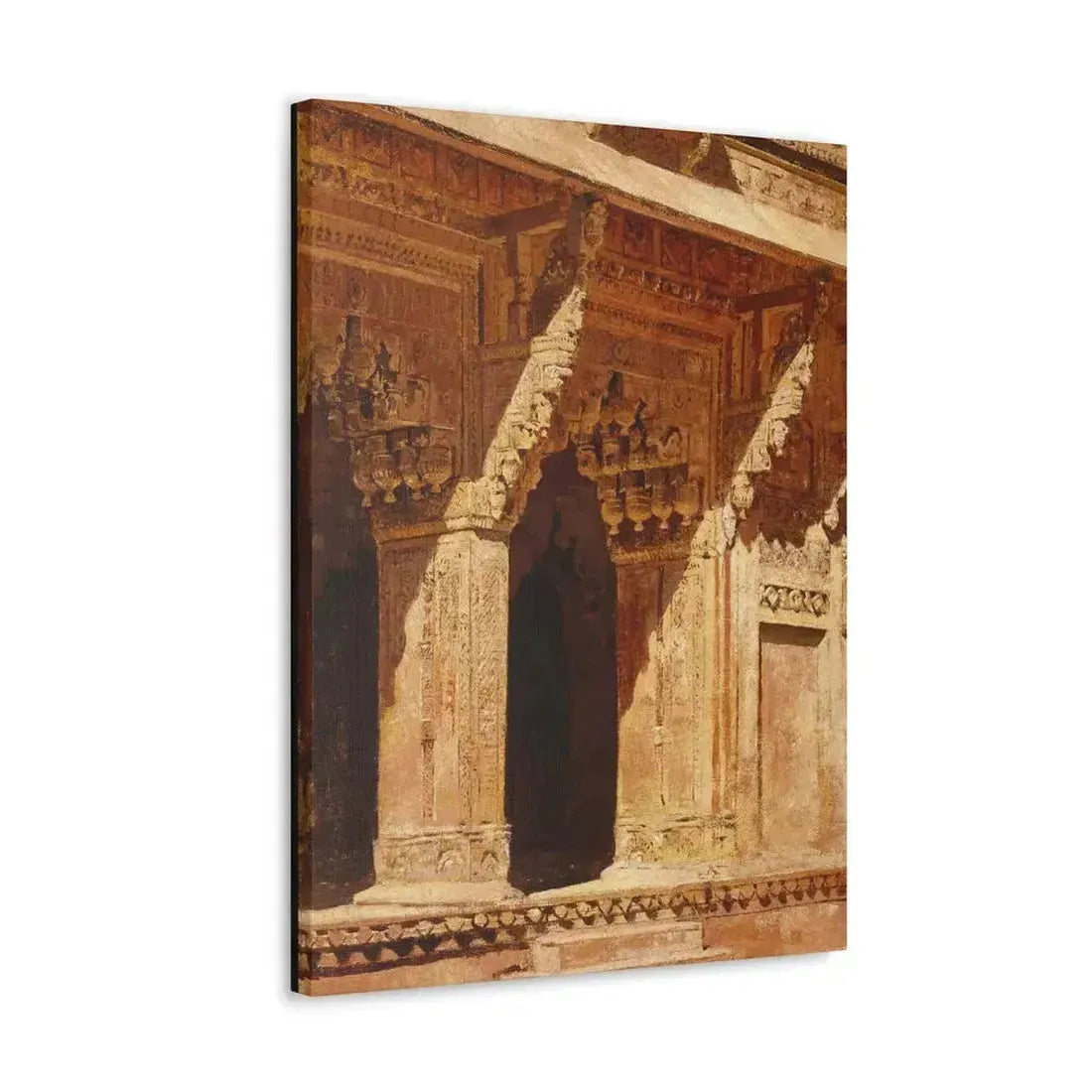 Edwin Lord Weeks (1849-1903) Curiously Wrought Red Sandstone Arches, Fort Agra, India c - Canvas Wall Art - The Sticker Space
