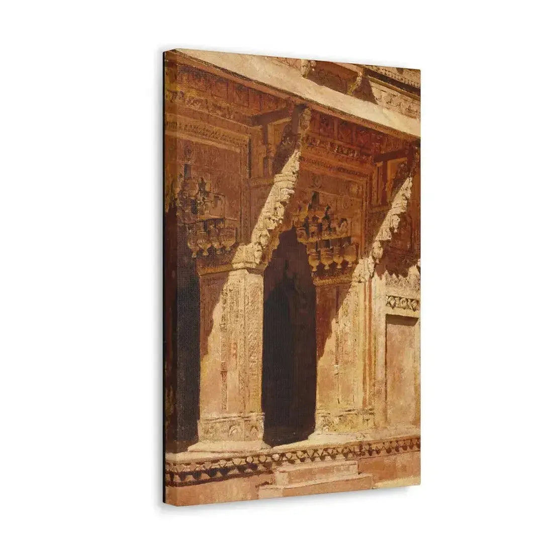 Edwin Lord Weeks (1849-1903) Curiously Wrought Red Sandstone Arches, Fort Agra, India c - Canvas Wall Art - The Sticker Space