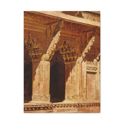 Edwin Lord Weeks (1849-1903) Curiously Wrought Red Sandstone Arches, Fort Agra, India c - Canvas Wall Art - The Sticker Space