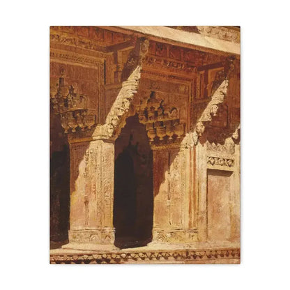 Edwin Lord Weeks (1849-1903) Curiously Wrought Red Sandstone Arches, Fort Agra, India c - Canvas Wall Art - The Sticker Space