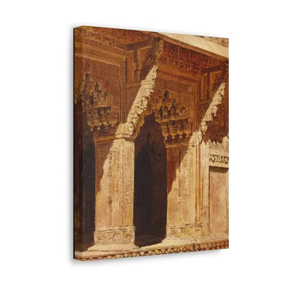 Edwin Lord Weeks (1849-1903) Curiously Wrought Red Sandstone Arches, Fort Agra, India c - Canvas Wall Art - The Sticker Space