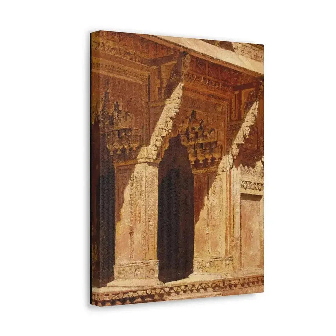 Edwin Lord Weeks (1849-1903) Curiously Wrought Red Sandstone Arches, Fort Agra, India c - Canvas Wall Art - The Sticker Space