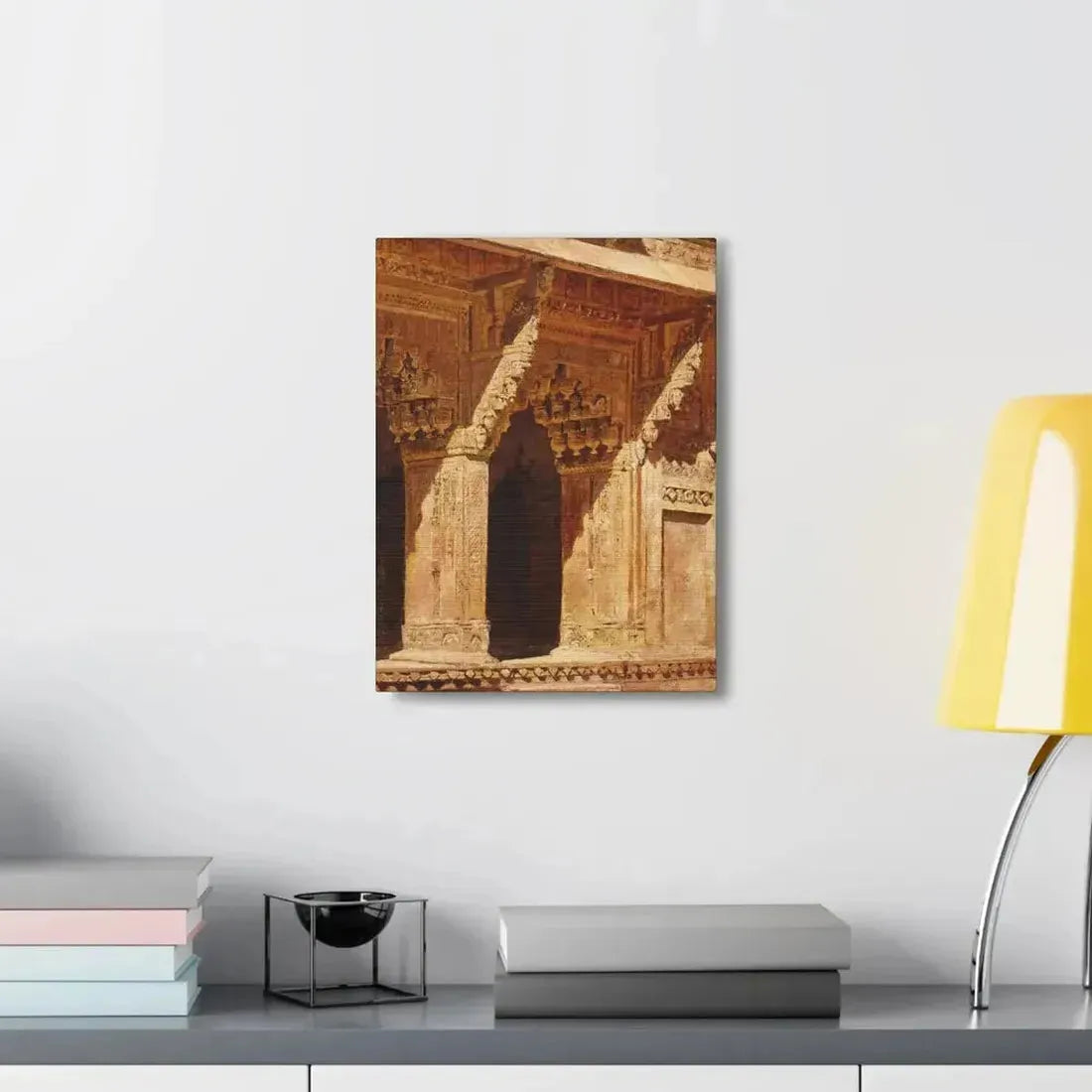 Edwin Lord Weeks (1849-1903) Curiously Wrought Red Sandstone Arches, Fort Agra, India c - Canvas Wall Art - The Sticker Space