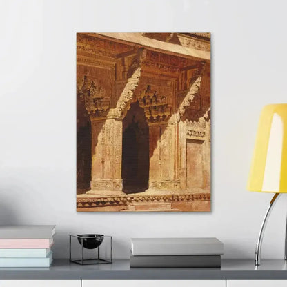 Edwin Lord Weeks (1849-1903) Curiously Wrought Red Sandstone Arches, Fort Agra, India c - Canvas Wall Art - The Sticker Space