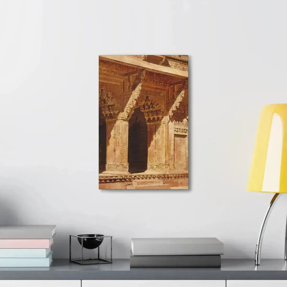 Edwin Lord Weeks (1849-1903) Curiously Wrought Red Sandstone Arches, Fort Agra, India c - Canvas Wall Art - The Sticker Space
