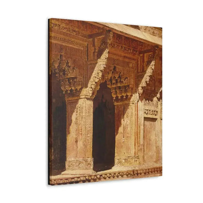 Edwin Lord Weeks (1849-1903) Curiously Wrought Red Sandstone Arches, Fort Agra, India c - Canvas Wall Art - The Sticker Space