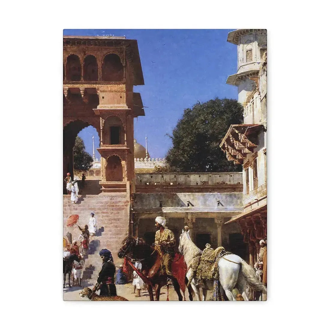 Edwin Lord Weeks (1849-1903) Departure For The Hunt - Canvas Wall Art 12″ x 16″ 1.25" - The Sticker Space