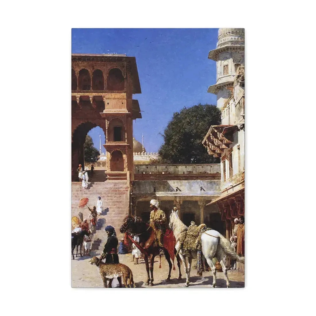 Edwin Lord Weeks (1849-1903) Departure For The Hunt - Canvas Wall Art 16″ x 24″ 1.25" - The Sticker Space