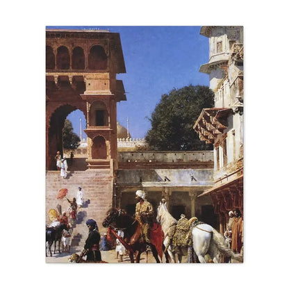 Edwin Lord Weeks (1849-1903) Departure For The Hunt - Canvas Wall Art 20″ x 24″ 1.25" - The Sticker Space