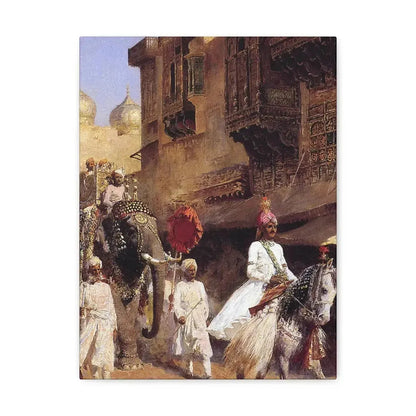 Edwin Lord Weeks (1849-1903) Indian Prince And Parade Cermony - Canvas Wall Art 12″ x 16″ 1.25" - The Sticker Space