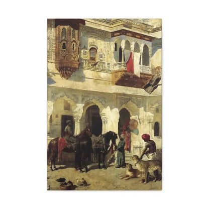 Edwin Lord Weeks (1849-1903) Rahaj Starting on a Hunt - Canvas Wall Art 16″ x 24″ 1.25" - The Sticker Space