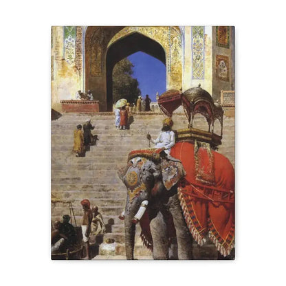 Edwin Lord Weeks (1849-1903) Royal Elephant at the Gateway to the Jami Masjid, Mathura - Canvas Wall Art 11″ x 14″ 1.25" - The Sticker Space