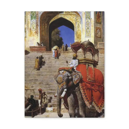 Edwin Lord Weeks (1849-1903) Royal Elephant at the Gateway to the Jami Masjid, Mathura - Canvas Wall Art 12″ x 16″ 1.25" - The Sticker Space