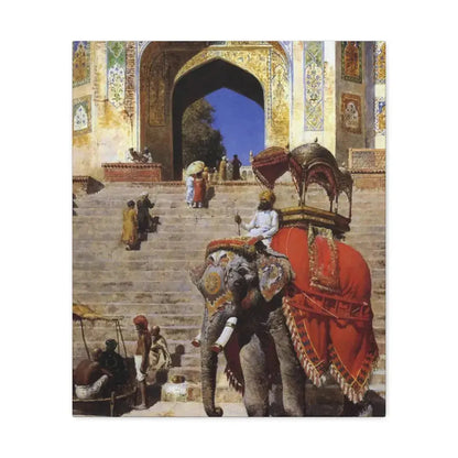 Edwin Lord Weeks (1849-1903) Royal Elephant at the Gateway to the Jami Masjid, Mathura - Canvas Wall Art 20″ x 24″ 1.25" - The Sticker Space