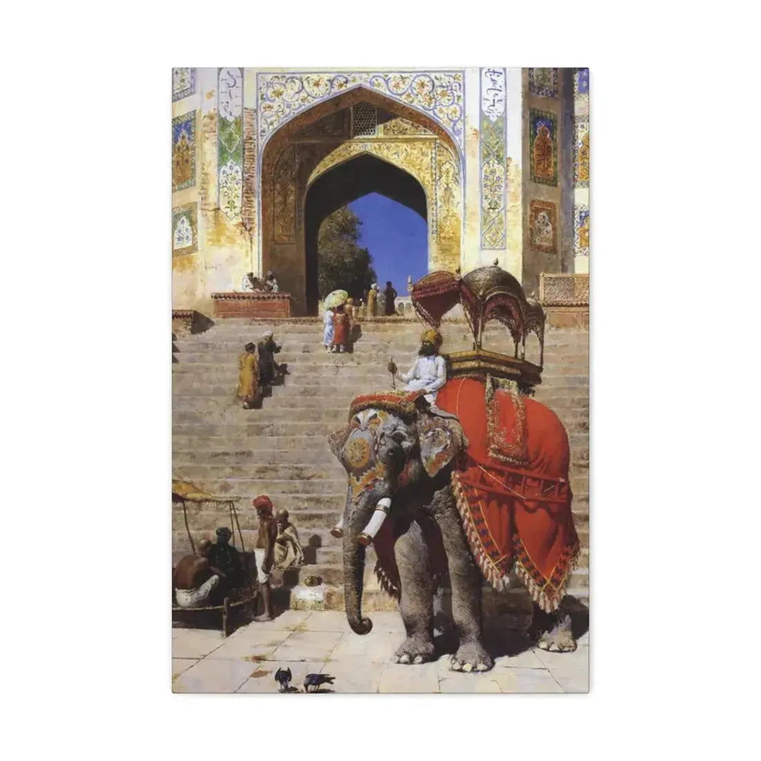 Edwin Lord Weeks (1849-1903) Royal Elephant at the Gateway to the Jami Masjid, Mathura - Canvas Wall Art 20″ x 30″ 1.25" - The Sticker Space