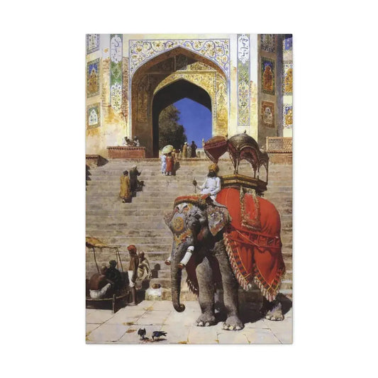 Edwin Lord Weeks (1849-1903) Royal Elephant at the Gateway to the Jami Masjid, Mathura - Canvas Wall Art 24″ x 36″ 1.25" - The Sticker Space
