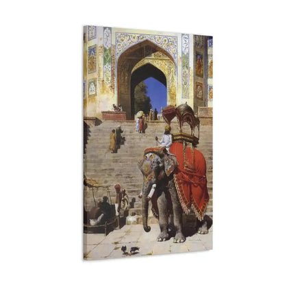 Edwin Lord Weeks (1849-1903) Royal Elephant at the Gateway to the Jami Masjid, Mathura - Canvas Wall Art - The Sticker Space