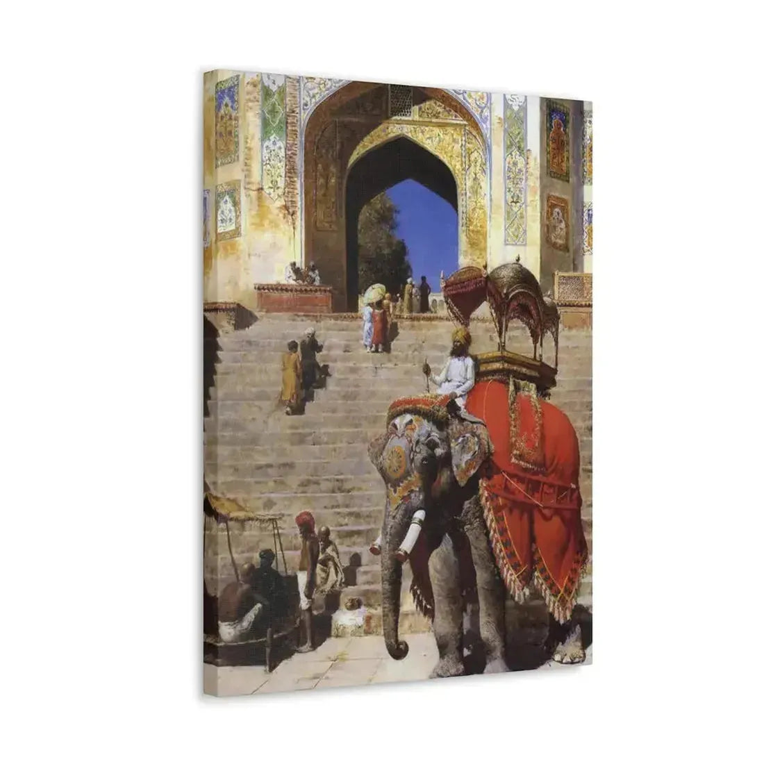 Edwin Lord Weeks (1849-1903) Royal Elephant at the Gateway to the Jami Masjid, Mathura - Canvas Wall Art - The Sticker Space