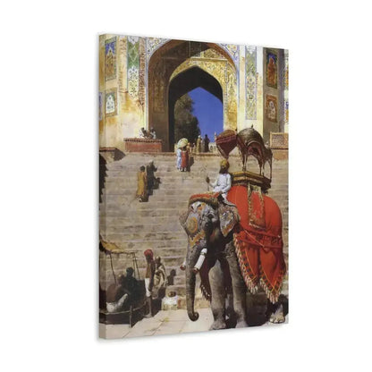 Edwin Lord Weeks (1849-1903) Royal Elephant at the Gateway to the Jami Masjid, Mathura - Canvas Wall Art - The Sticker Space