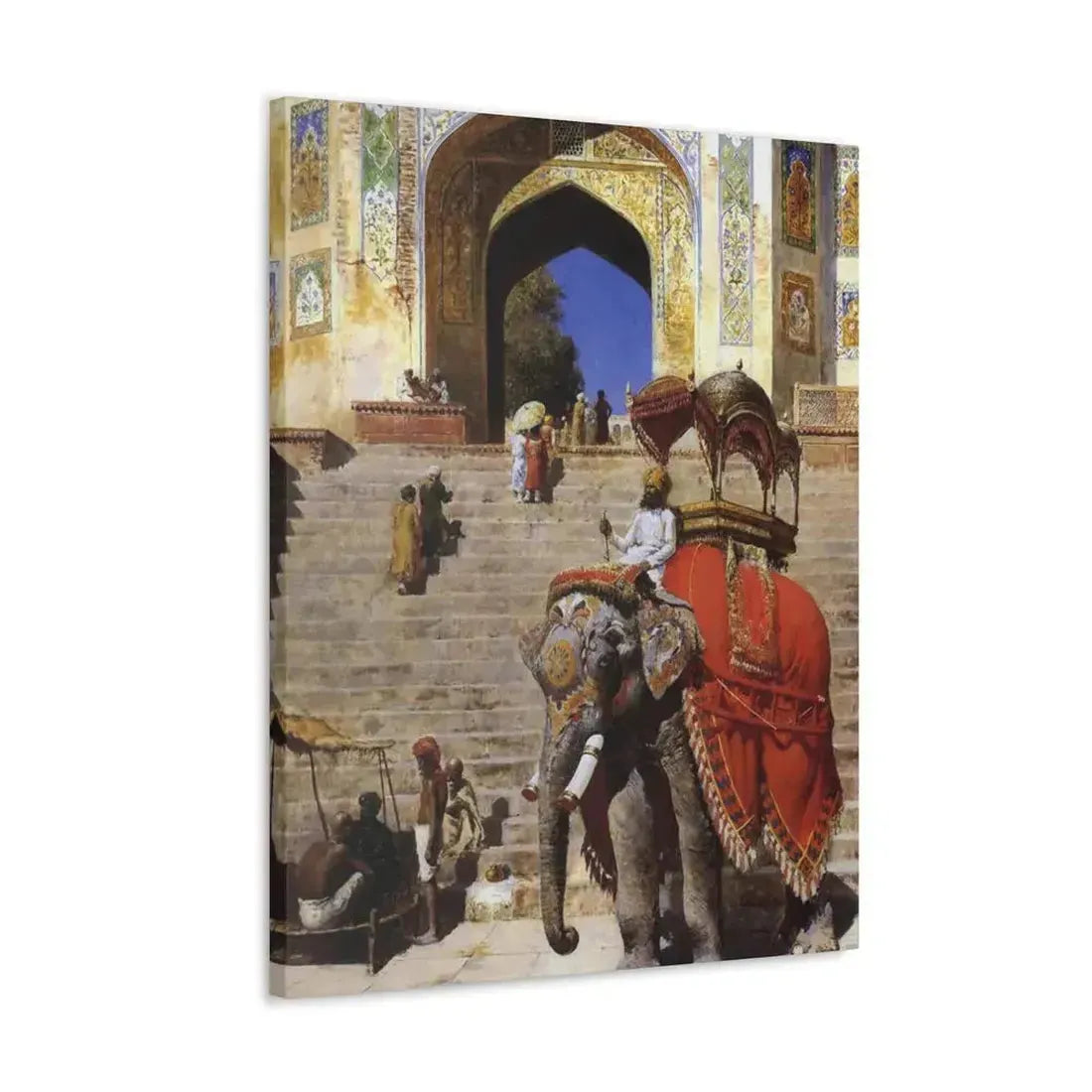 Edwin Lord Weeks (1849-1903) Royal Elephant at the Gateway to the Jami Masjid, Mathura - Canvas Wall Art - The Sticker Space