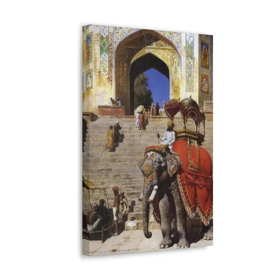 Edwin Lord Weeks (1849-1903) Royal Elephant at the Gateway to the Jami Masjid, Mathura - Canvas Wall Art - The Sticker Space