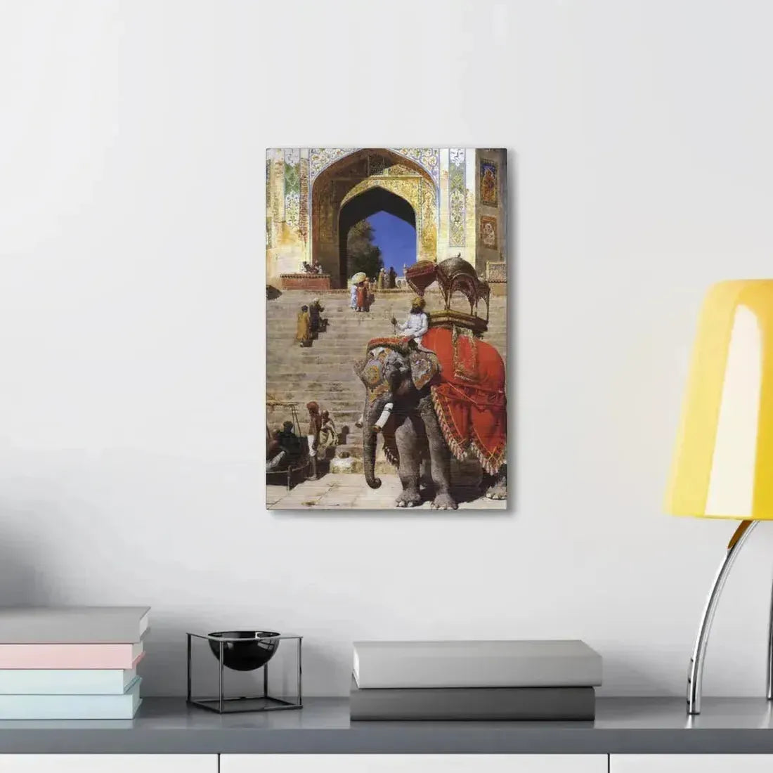 Edwin Lord Weeks (1849-1903) Royal Elephant at the Gateway to the Jami Masjid, Mathura - Canvas Wall Art - The Sticker Space