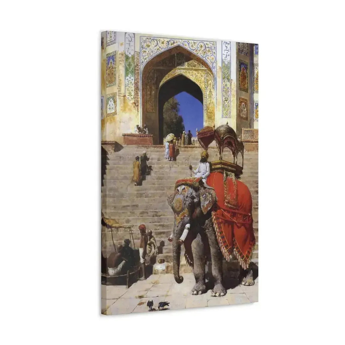 Edwin Lord Weeks (1849-1903) Royal Elephant at the Gateway to the Jami Masjid, Mathura - Canvas Wall Art - The Sticker Space