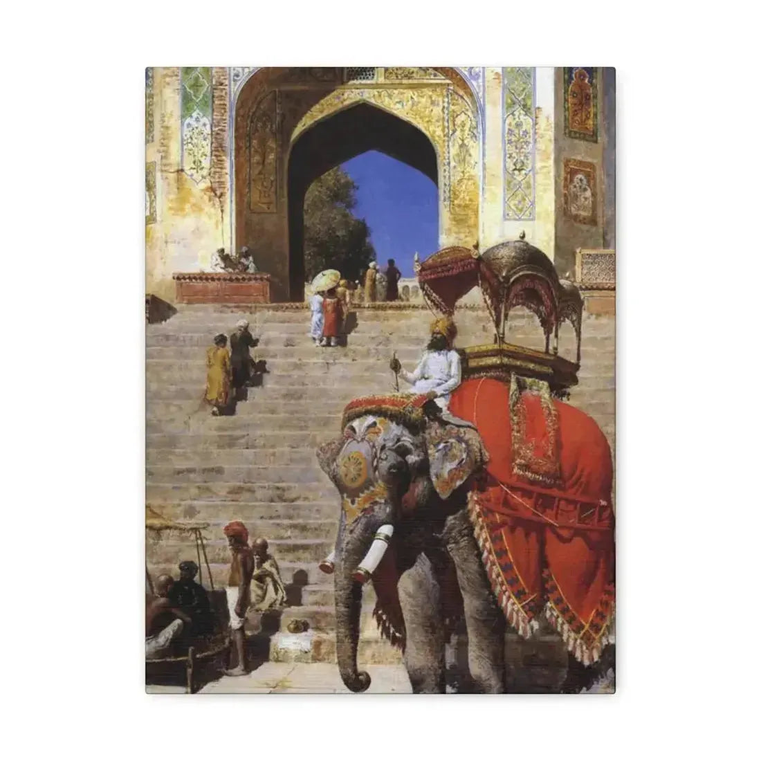 Edwin Lord Weeks (1849-1903) Royal Elephant at the Gateway to the Jami Masjid, Mathura - Canvas Wall Art - The Sticker Space