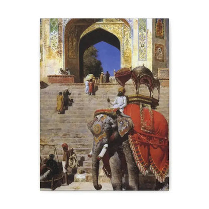 Edwin Lord Weeks (1849-1903) Royal Elephant at the Gateway to the Jami Masjid, Mathura - Canvas Wall Art - The Sticker Space