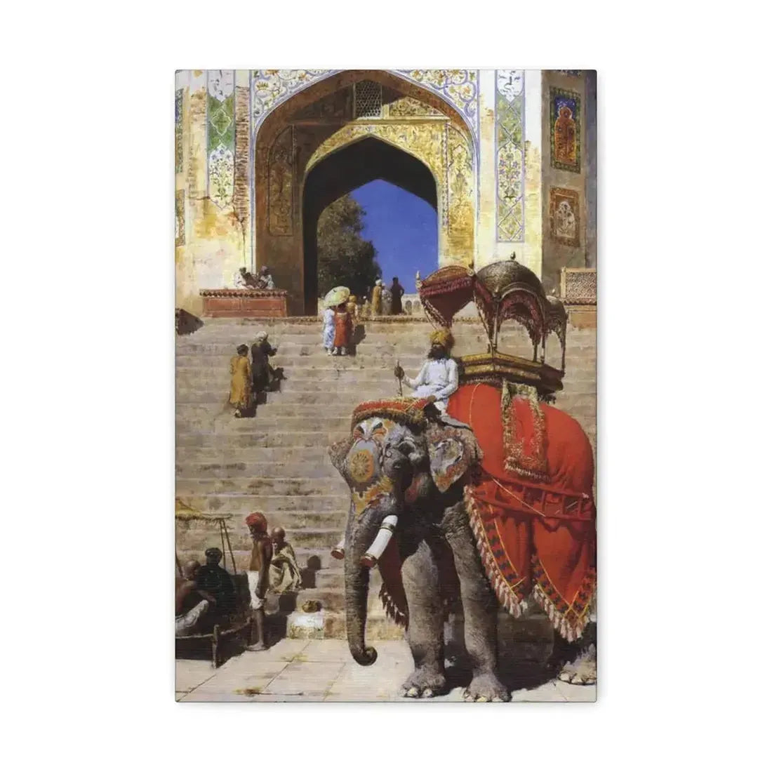 Edwin Lord Weeks (1849-1903) Royal Elephant at the Gateway to the Jami Masjid, Mathura - Canvas Wall Art - The Sticker Space